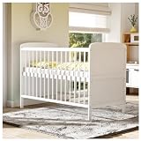 Baby Delux Babybett 70x140 cm weiß Kinderbett umbaubar Juniorbett Natalie mit Matratze und Beißschienen