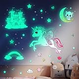 Leuchtsterne Selbstklebend Wandtattoo Kinderzimmer Mädchen Leuchtsticker Einhorn Leuchtsterne Wandsticker Sternenhimmel Leuchtaufkleber Aufkleber Babyzimmer Deko für Mädchen Geschenke