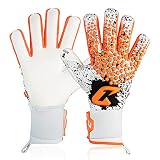 CATCH&KEEP Profi Torwarthandschuhe für Erwachsene - maximaler Grip - Premium Modell - Tormannhandschuhe Fussball - mit unserem Octopus Grip (Splash X-White 2.0 | Weiß/Orange, 5)
