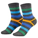 Piarini 2 Paar Kinder Stoppersocken ABS Socken - Anti Rutschsocken mit Noppen aus Baumwolle - Jungen Mädchen Geringelt