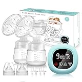 Elektrische Doppelmilchpumpe PiAEK Wiederaufladbare Tragbare Dual Stillpumpe mit Touchscreen Milchpumpe mit Zwei Zusätzliche Entenschnabelventile Leise BPA Frei 3 Modi & 27 Stufen LED Touchscreen