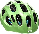 ABUS Kinderhelm Youn-I - Fahrradhelm für Kinder mit LED-Rücklicht für den Alltag - für Mädchen und Jungen - Grün (funkelnd), Größe S