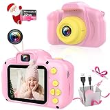 Kinder Kamera Selfie Fotoapparat Kinder ab 4 5 6 7 8 Jahre mit 32GB SD-Karte 2,0 Zoll Bildschirm 1080P HD 12MP KinderKamera mädchen Jungen Weihnachten Geburtstag Geschenk Spielzeug (Rosa2)