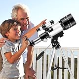 KKTECT Protable teleskop mit Rucksack 70 mm astronomisches Teleskop für Kinder und Anfänger zur Beobachtung im Freien 150-fache Vergrößerung Unterstützung der Mobiltelefonverbindung