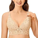 MOMANDA Damen Still BH Spitze Gepolstert Schwangerschafts BHS Ohne Bügel Beige 70A