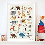 byGraziela Tier Abc Poster für Kinder | Hellbraun | Lernposter Deutsch | Größe 50x70 | Kleinkinder