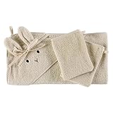 saewelo Kapuzenbadetuch für Babys und Kinder, 100% Bio-Baumwolle, Oeko-Tex, 100x100 cm (Naturfarben)