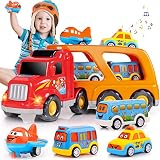 Kinderspielzeug Auto für Jungen: Kinderspielzeug für 1 2 3 4 5 6-jährige Jungen | Jungenspielzeug 5 in 1 Träger Spielzeug Trucks Kleinkind Spielzeug Alter 2-4 Weihnachten Geburtstag Kinder Geschenk