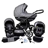 Cleo Kinderwagen 4 in 1 Komplettset (+ISOFIX-Basisstation) - Radwahl (Luftreifen)