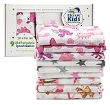 Clevere Kids Mulltücher | 9er-Pack | bedruckt | OEKO-TEX | doppelt gewebt | 70x80 | Spucktücher (Mädchen)