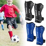 JIZZU 2 Paar Schienbeinschoner Kinder, Leichte Hochfeste Schienbeinschützer Fußball, Jugendgrößen Kind Fußball Shin Pads für Jungen Mädchen,umfassender Schutz(Blau & Schwarz)…
