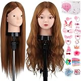 TopDirect 60cm/23.5 Zoll 80% Echthaar Haar Frisierkopf Schminkpuppe Kopf, Bilden Make-up Friseur Übungskopf Praxis Schaufensterpuppe Kopf mit DIY Haare Frisuren Set