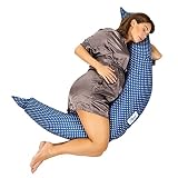 Koala Babycare Stillkissen XXL Schwangerschaftskissen Seitenschläferfkissen mit Bezug aus 100% Baumwolle - Zertifiziertes Medizinprodukt - Lagerungskissen Erwachsene - Koala Hugs (Blau - Weiße)