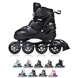 meteor® Inliner Rollen Invert Inline Skates Mädchen und Jungen Inliner Kinder Inline Skates ABEC7 Rollen inliner mit Einstellbarer Größe Inliner Kinder Inline Skates (30-33 S, Black)