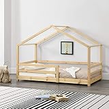 Kinderbett Knätten mit Rausfallschutz 80x160 cm Bettenhaus Hausbett Holz