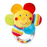 Fehn 152715 Rasselring Blume – Greifling zum Rasseln, Fühlen, Spielen mit kuschelweicher Stoff-Blume, für Babys und Kleinkinder ab 0+ Monaten