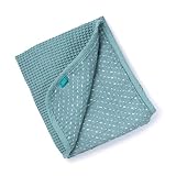 Urban Kanga Babydecke 2 Lagige Musselin und Waffel Piqué Kuscheldecke Baby 100 X 70 cm (Grüne Punkte)