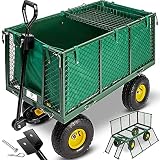 KESSER® Bollerwagen 550kg belastbar Gartenwagen Transportwagen Gartenkarre herausnehmbare Plane Gerätewagen Handwagen vielseitig einsetzbar Grün