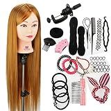 Neverland Beauty 30' Übungskopf Frisierkopf Friseur 100% Synthetisches Haar Perückenkopf Puppenkopf Trainingsköpfe Friseurkopf Ausbildung Kopf Mit Halter + DIY Haar Zubehör styling Set