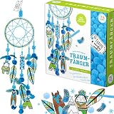Kinder Bastelset Traumfänger (blau) zum selber basteln mit Malstiften I basteln I Bastelsachen für Mädchen und Jungen I Kreativ Set