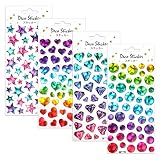 Hifot Aufkleber 3D Für Kinder Mädchen, Geschwollen Stickers Kristall Funkeln, Reißfest, Fünfzackiger Stern Runden Liebe Diamant gestalten, Kalender Scrapbook Planner Journal Aufkleber