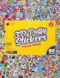 PURPLE LADYBUG 80 Verschiedene Stickerbögen für Kinder - Sticker Set Kinder - Sticker für Mädchen, Jungen und Babys - mehr als 1900 3D Sticker : Tiere, Autos, Buchstaben, Sterne und Mehr