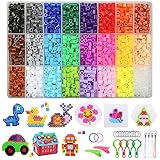 zhongko Bügelperlen Set, 24 Farben Bügelperlen mit Bügelperlen Platten Steckperlen Set für Kinder Enthalten Pegboard, Booklet, Kreative DIY Kit Weihnachten Geburtstag Geschenk für Kinder(5mm)