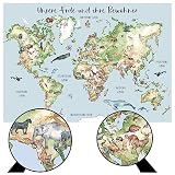Schokoladenseite A0 (118x84 cm) xxl Kinderposter Weltkarte mit 160 Tierarten | Lernkarte für terra kids | Kinderzimmerposter modern Wanddekoration