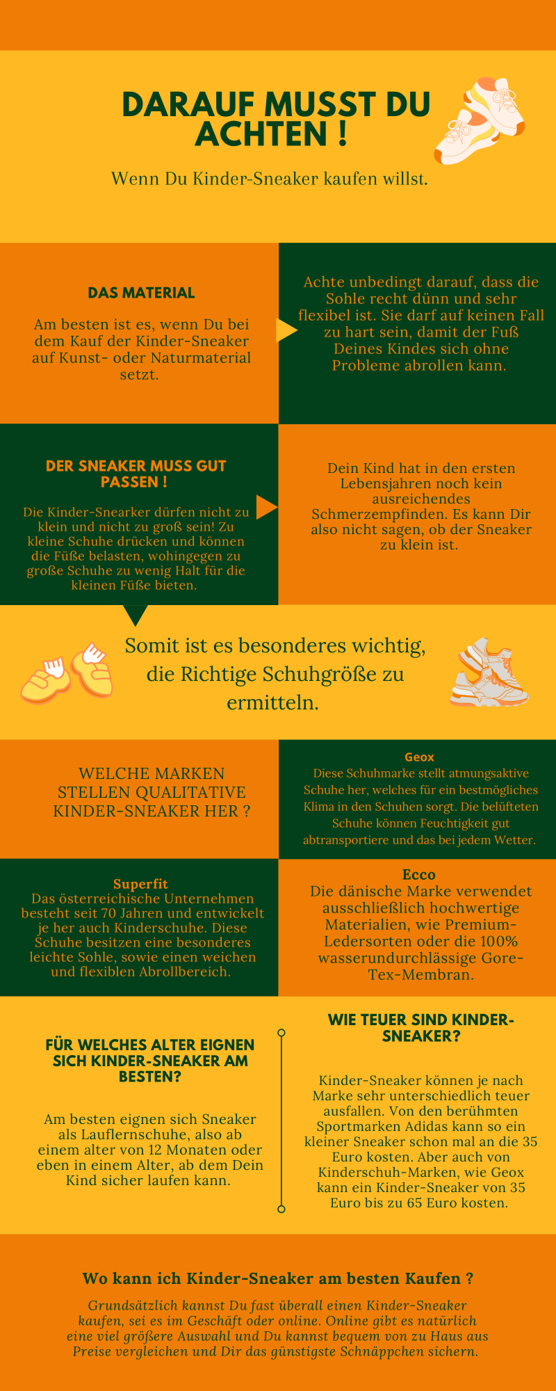 Hier erfährst Du worauf Du beim Kauf von Kinder-Sneaker achten solltest.